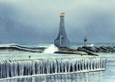 Cobourg Lighthouse in Winter